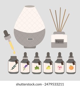 Hand drawn aromatherapy element set.