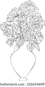 Hand Drawn arrangement of rose flowers, Detailed illustration of roses for clothing, home decor, cards and templates, scrap booking, post cards, frames.