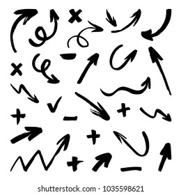 Hand drawn arraws set. Vector doodle icon.