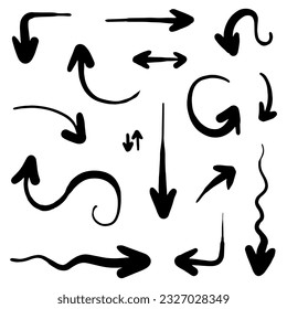 Handgezeichneter Pfeil im abstrakten Doodle-Stil, auf Vektorgrafik