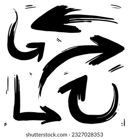 Flecha dibujada a mano en estilo de línea de doodle abstracto, en ilustración vectorial
