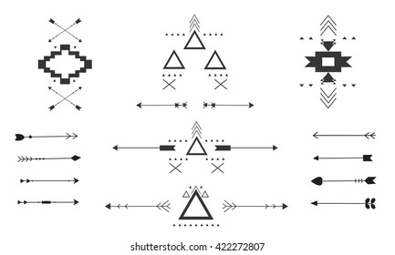 conjunto de colección aztec, estilo diferente, ilustración vectorial, diseño gráfico elementos tribales