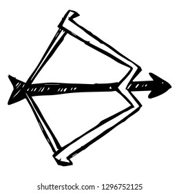 Hand Drawn of Arrow and Bow or Sagittarius Zodiac sign for Graphic Design, Shirt, Background, Logo, Icon and Template. Vector Illustration.