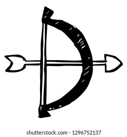 Hand Drawn of Arrow and Bow or Sagittarius Zodiac sign for Graphic Design, Shirt, Background, Logo, Icon and Template. Vector Illustration.