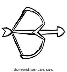 Hand Drawn of Arrow and Bow or Sagittarius Zodiac sign for Graphic Design, Shirt, Background, Logo, Icon and Template. Vector Illustration.