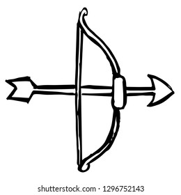 Hand Drawn of Arrow and Bow or Sagittarius Zodiac sign for Graphic Design, Shirt, Background, Logo, Icon and Template. Vector Illustration.