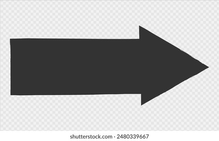 Hand drawn arrow.Ink brush black arrow on a transperent background.grunge arrow brush.Hand drawn vector grunge direction pointer