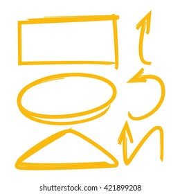 hand drawn arrow circle rectangle highlighter