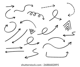 Hand drawn arrow collection in black and white for creative design projects