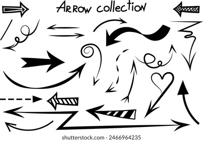 Hand drawn arrow collection, brush stoke, line, no background set