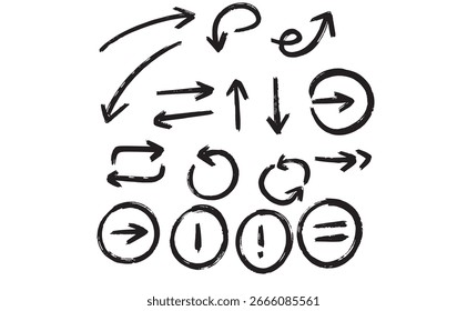 Coleção de setas desenhadas à mão para direção e ideias
