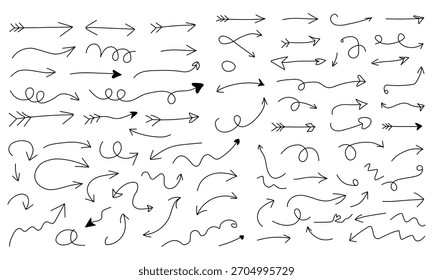 Handgezeichnete Pfeilkollektion, verschiedene Formen und Stile, einzelne Vektorgrafik Vektor