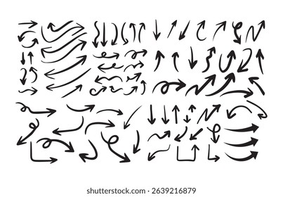 Hand Drawn Arrow Collection - Doodle Style Vector Arrows Set. vector illustration eps 10