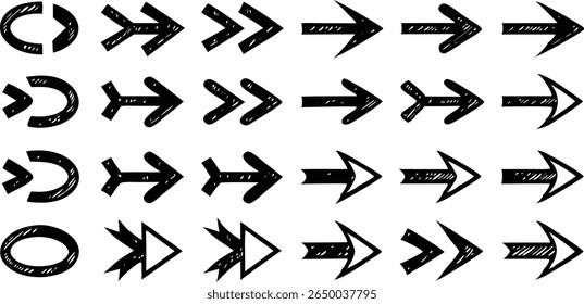 Hand drawn arrow collection on a white background