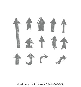 Hand drawn arrow collection. Set of doodle arrows. Sketched illustrations.