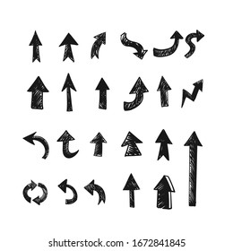 Hand drawn arrow collection. Set of doodle arrows. Sketched illustrations.