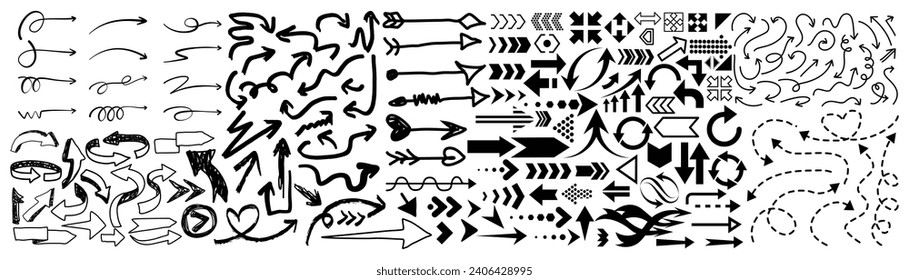Hand drawn arrow collection set. Vector illustration