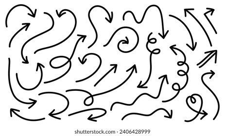 Hand drawn arrow collection set. Vector illustration