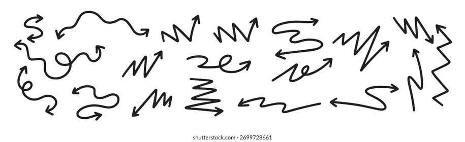 Hand gezeichnete Pfeilsammlung, Vektorgrafik