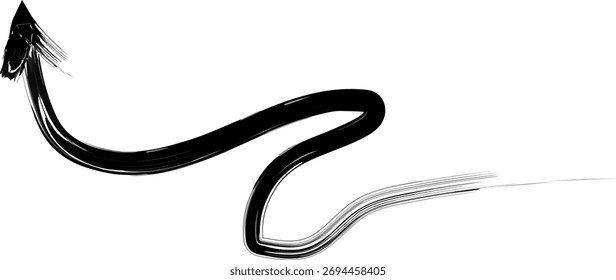 Hand drawn arrow curve direction pointer isolated on white background