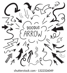 Hand drawn arrow doodle collection on a white background