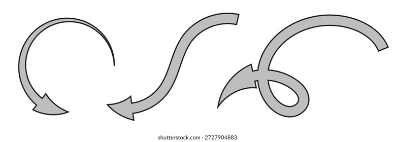 Doodle de flecha dibujado a mano. Colección de flechas negras dibujadas a mano en varias Formas curvas y rectas, aisladas en blanco, útiles para conceptos de dirección, flujo y diseño.
