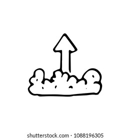 Hand drawn arrow up doodle icon. Hand drawn black sketch. Sign symbol. Decoration element. White background. Isolated. Flat design. Vector cartoon illustration.