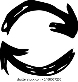 Hand drawn arrow doodle icon. Hand drawn black sketch. Sign cartoon symbol. Decoration element. Isolated on white background. Flat design. Vector illustration.
