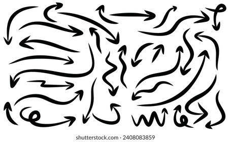 hand drawn arrow, doodle marker illustration vector design illustrator template in trendy style