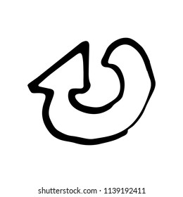 Hand Drawn arrow doodle. Sketch style icon. Decoration element. Isolated on white background. Flat design. Vector illustration.