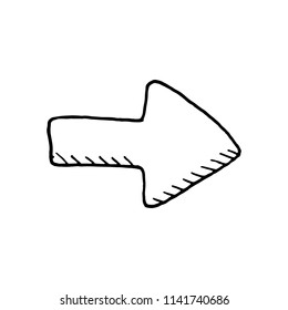 Hand Drawn arrow doodle. Sketch style icon. Decoration element. Isolated on white background. Flat design. Vector illustration.