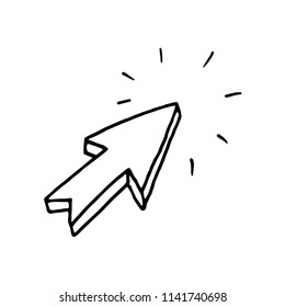 Hand Drawn arrow doodle. Sketch style icon. Decoration element. Isolated on white background. Flat design. Vector illustration.