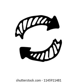 Hand Drawn arrow doodle. Sketch style icon. Decoration element. Isolated on white background. Flat design. Vector illustration.