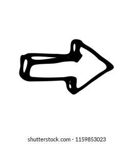 Hand Drawn arrow doodle. Sketch style icon. Decoration element. Isolated on white background. Flat design. Vector illustration.