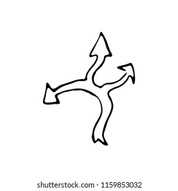 Hand Drawn arrow doodle. Sketch style icon. Decoration element. Isolated on white background. Flat design. Vector illustration.