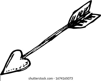 Hand Drawn arrow doodle. Sketch style icon. Decoration element. Isolated on white background. Flat design. Vector illustration.