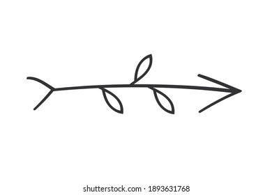 Hand drawn arrow in doodle style. Cute direction indicator. Isolated object on a white background.