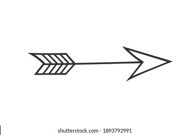 Hand drawn arrow in doodle style. Cute direction indicator. Isolated object on a white background.