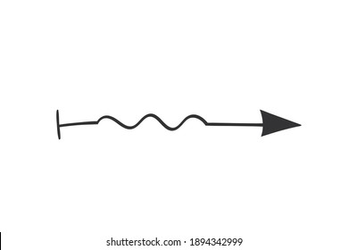 Hand drawn arrow in doodle style. Cute direction indicator. Isolated object on a white background.