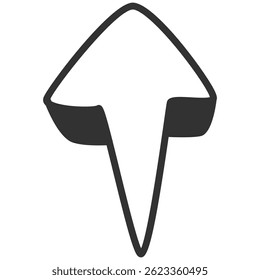 Hand Drawn Arrow. Doodle Style Direction Icon on Transparent Background