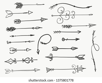 hand drawn arrow doodle vector set