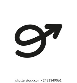 Hand drawn arrow element in doodle style. Cartoon style bold line arrow