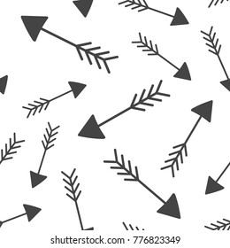 Hand drawn arrow icon seamless pattern background. Business flat vector illustration. Arrow sign symbol pattern.