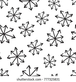 Hand drawn arrow icon seamless pattern background. Business flat vector illustration. Arrow sign symbol pattern.