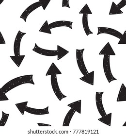 Hand drawn arrow icon seamless pattern background. Business flat vector illustration. Arrow sign symbol pattern.