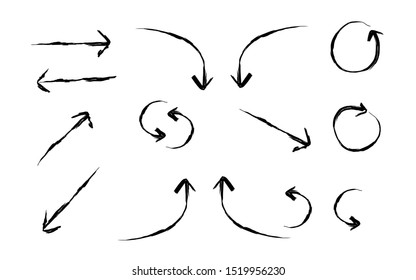 Hand drawn arrow icon set isolated on white background, suitable for  icon, element, infographic element, symbol design,  vector illustration