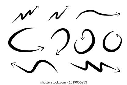 Hand drawn arrow icon set isolated on white background, suitable for  icon, element, infographic element, symbol design,  vector illustration