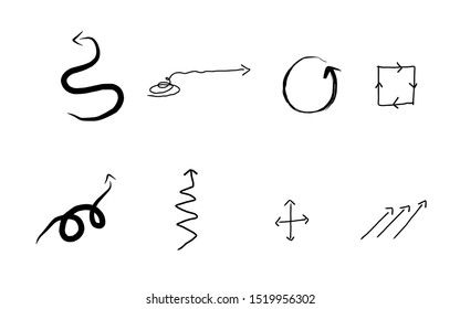 Hand drawn arrow icon set isolated on white background, suitable for  icon, element, infographic element, symbol design,  vector illustration