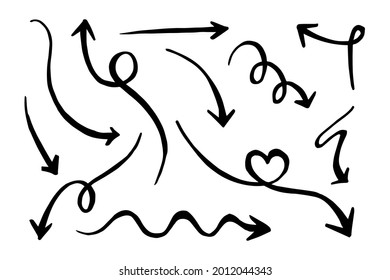 icono de flecha dibujado a mano aislado en fondo blanco. Ilustración del vector Doodle.