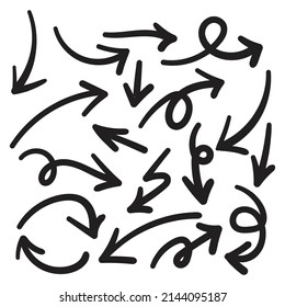 icono de flecha dibujado a mano aislado en fondo blanco. Ilustración del vector Doodle.